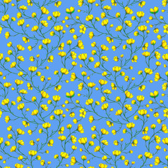 abstract floral seamless pattern on black background. For your design of postcards, greeting cards, invitations for birthday, wedding, party, Valentine's day. 