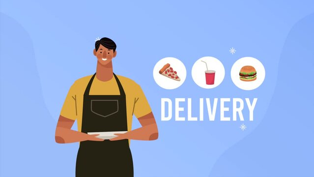 food delivery service lettering animation