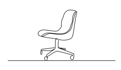 Chair in Continuous one line drawing. Interior with furniture in simple linear style. Editable stroke. Doodle Vector illustration. One line drawing of isolated vector object - modern chair