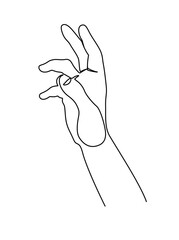 Hand one line. Hand reaching something Continuous lines. Vector eps.