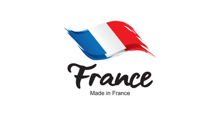 Made in France new handwritten flag ribbon typography lettering logo label banner