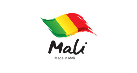 Made in Mali new handwritten flag ribbon typography lettering logo label banner - obrazy, fototapety, plakaty