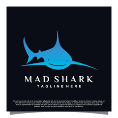 Mad shark logo design Premium Vector
