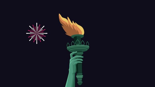 liberty statue torch and fireworks