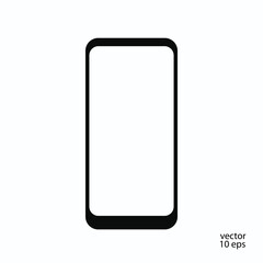 Vector mobile icon isolated on white background with blank screen for advertising, media, apps. Smart phone sign, mock up phone. 10 eps