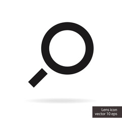 Lens vector icon isolated on white background for internet search sign. 10 eps