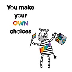 Cartoon kids animals zebra with paint print for wrapping and notebooks and clothes print and fabrics