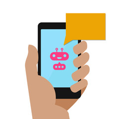 Chat bot concept modern style with mobile for support, communication, web concept, chatting technology, connection. Vector Illustration 10 eps
