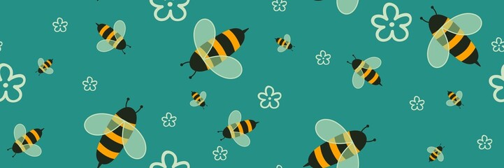 Kids seamless bee pattern for fabrics and packaging and gifts and cards and linens and wrapping paper
