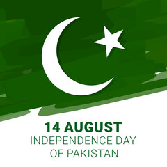 independence day of Pakistan 14 August Green brush strokes