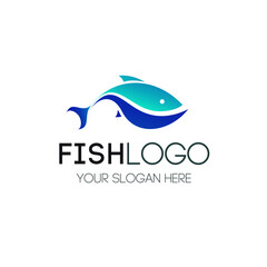 Fish logo vector for seafood, restaurant food, fresh ocean food market, fishing. Tuna, Trout, Salmon, Herring silhouete. 10 eps