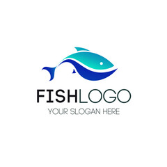 Fish logo vector for seafood, restaurant food, fresh ocean food market, fishing. Tuna, Trout, Salmon, Herring silhouete. 10 eps