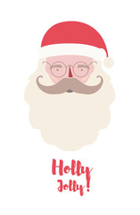 Santa Claus christmas character cute cartoon style for banner, tag, labels. Merry Christmas greeting card. Happy New Year background. Vector Illustration 10 eps