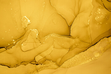 Gold Fluid Art. Abstract Marble Background.
