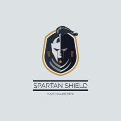 gladiator spartan warrior shield logo design template for brand or company
