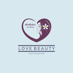 love beauty aesthetics woman face logo template design for brand or company and other