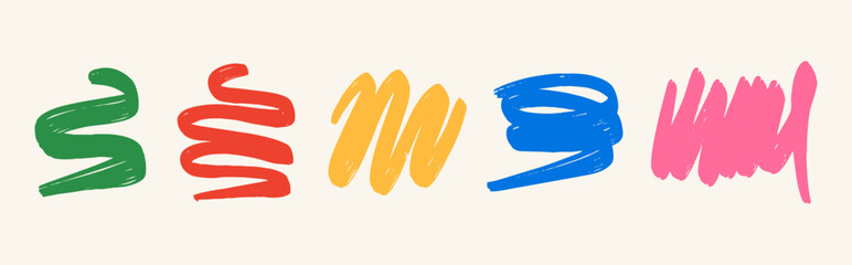 Obraz premium Set of different abstract shapes and patterns. Hand drawn doodles. Modern fashion illustration. Flat design, cartoon drawing, vector.