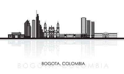 Silhouette Skyline panorama of city of Bogota, Colombia - vector illustration - obrazy, fototapety, plakaty