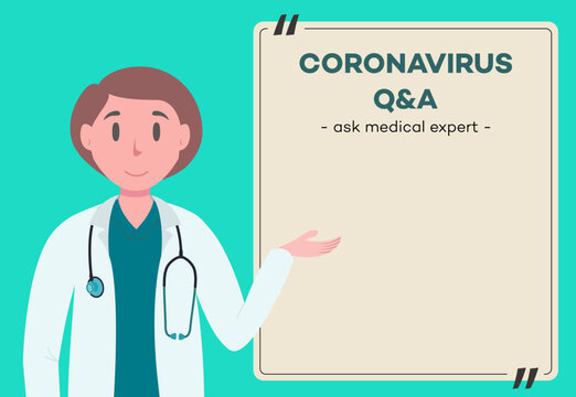 Doctor concept - medical professional. Doctor showing clipboard. Novel coronavirus 2019-nCoV background. Virus Infection. Medical wallpaper. Quarantine illustration. Vector 10 eps