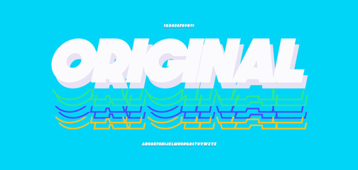 Vector alphabet 3d bold style original typography for poster, decoration, banner, t shirt, game, book, racing, infographics, motion graphics, video, promotion, printing. Modern font. 10 eps