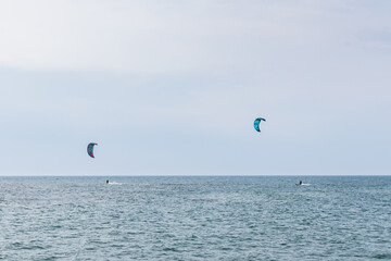 kite surfing in the sea