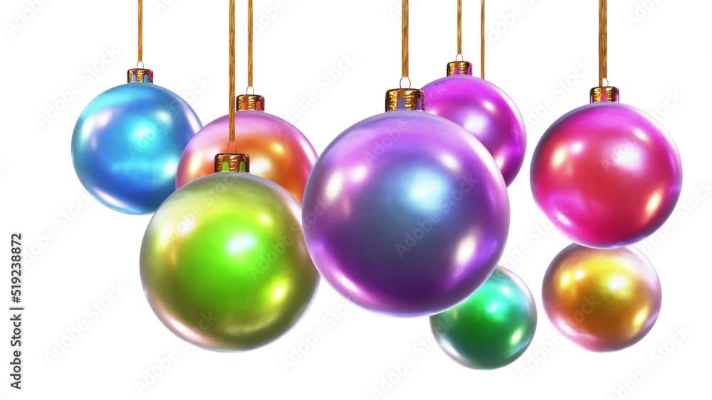 Aufkleber realistic looping 3d animation of the hanging colorful semi-gloss metallic orbital spinning shining 