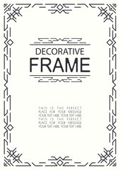 geometric line frame template for traditional style event, party, menu restaurant, wedding invitation, christmas greeting card, sale banner, ethnical cafe. Arabic border. vector 10 eps