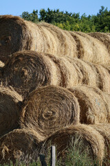 Haystacks on a farm, in the countryside in France