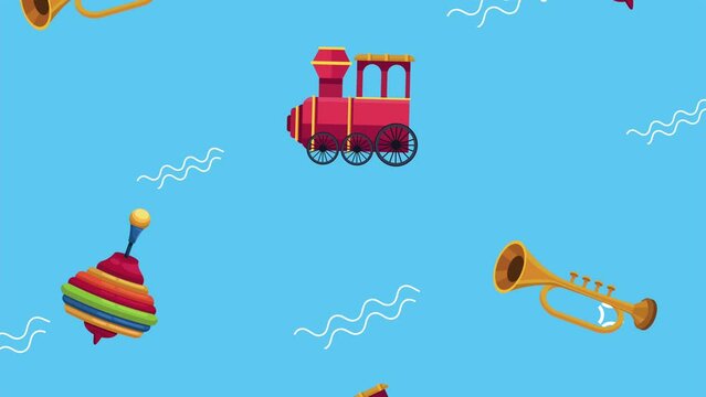 kids toys elements pattern animation