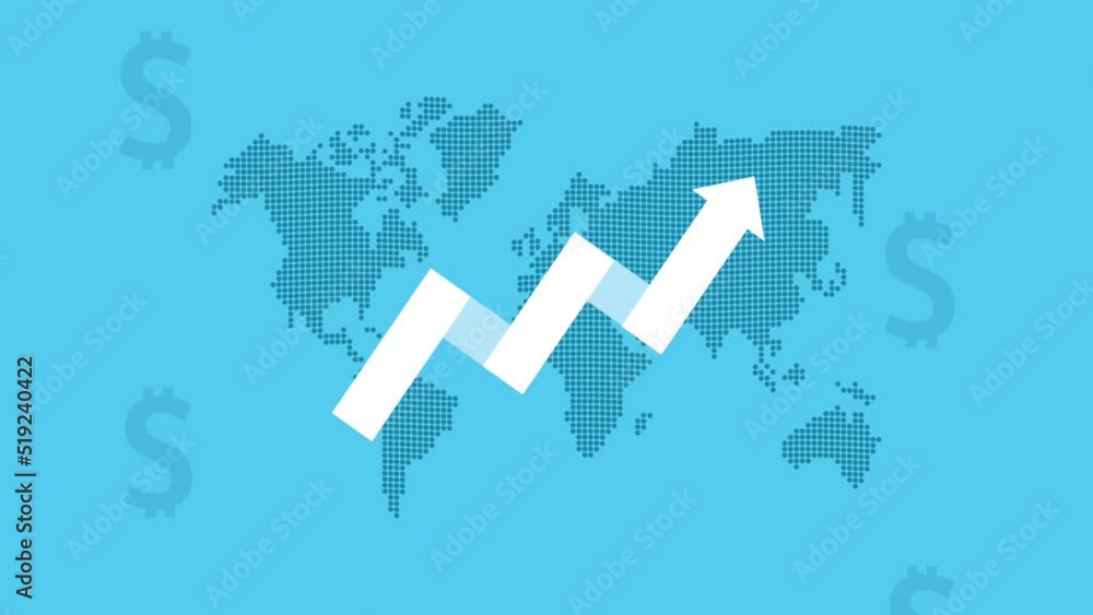 Poster statistics arrow with world maps animation