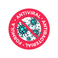 Vector sign antiviral antibacterial formula. Stop Coronavirus - concept illustration. Coronavirus outbreak. Novel coronavirus 2019-nCoV pandemic. Virus Infection. Medical wallpaper. Quarantine. 10 eps