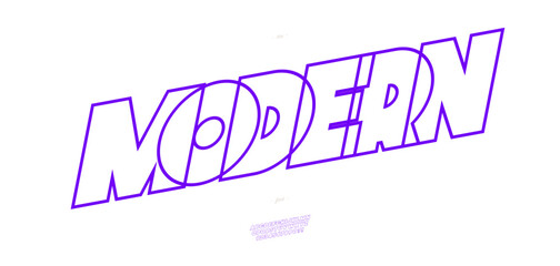 Font bold line style modern typography for poster, event decoration, motion, video, game, t shirt, book, banner, printing. Cool typeface. Trendy alphabet. Vector 10 eps