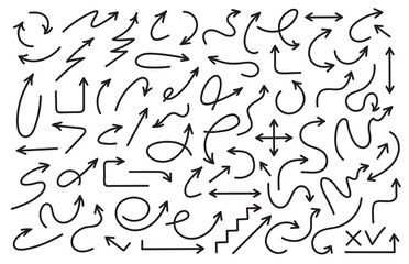 Vector arrow set hnad draw style isolated on background for infographic, pictogram. Arrow up logo. 10 eps