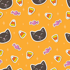 Halloween seamless print with cats