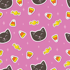 Halloween seamless print with cats