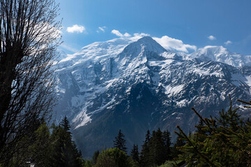 Landscape of the French Alps with the Mont Blanc