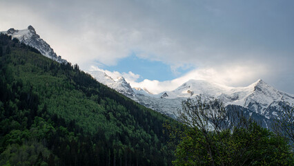 Naklejka na ściany i meble Landscape of the French Alps with the Mont Blanc