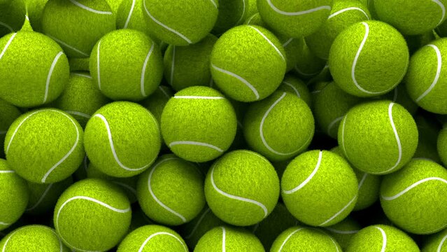 Lots of tennis balls hit the screen and cover it, then fall downstairs.