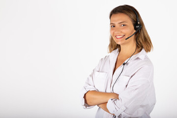 Happy smiling customer care representative portrait