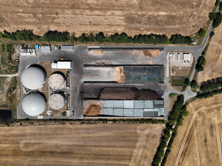 Aerial view of a biogas plant in Brandenburg, Germany