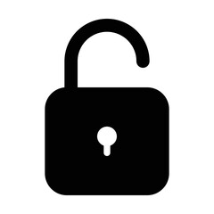 Unlocked icon, full black. Suitable for content design, poster, banner, or video editing needs