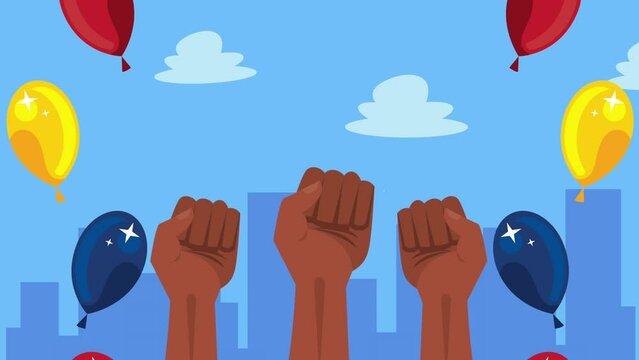 colombian celebration animation with hands fists