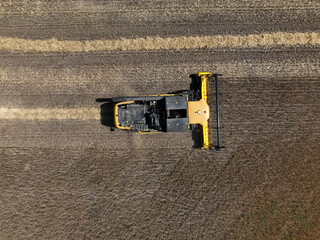 Aerial view of grain harvest in Brandenburg, Germany