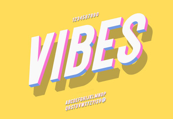 Vector vibes font 3d bold style modern typography cute color for summer party poster, decoration, promotion, book, infographics, motion, video, t shirt, logo, book, animation, banner, game, printing
