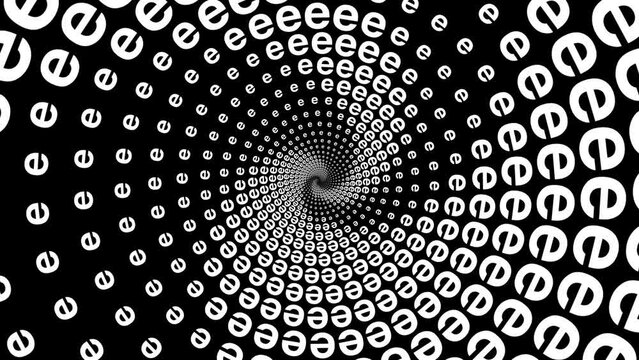 Twisting small lowercase letter e animation creative. Twirling symbol e footage idea. Rotating character e background. Spinning sign e motion dynamic backdrop concept.  
