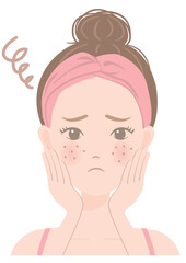 スキンケアをしている女性-14（肌荒れ）