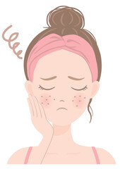 スキンケアをしている女性-15（肌荒れ）