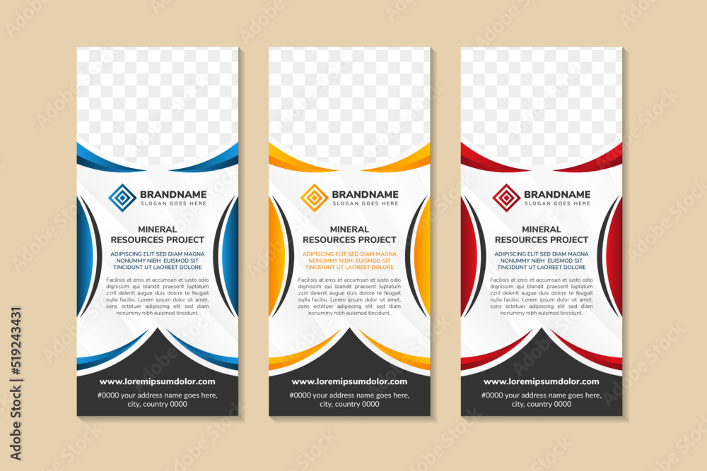 Poster set of abstract geometric banner template for universal business promotion. vertical layout combined