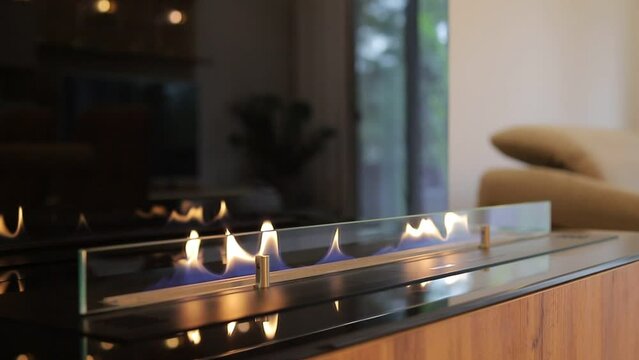 Bio fireplace burning on ethanol