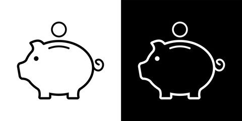 Set of piggy bank icon. Piggy bank outline icon. Vector illustration. Piggy bank for saving money. Piggy bank for coin. Saving money.